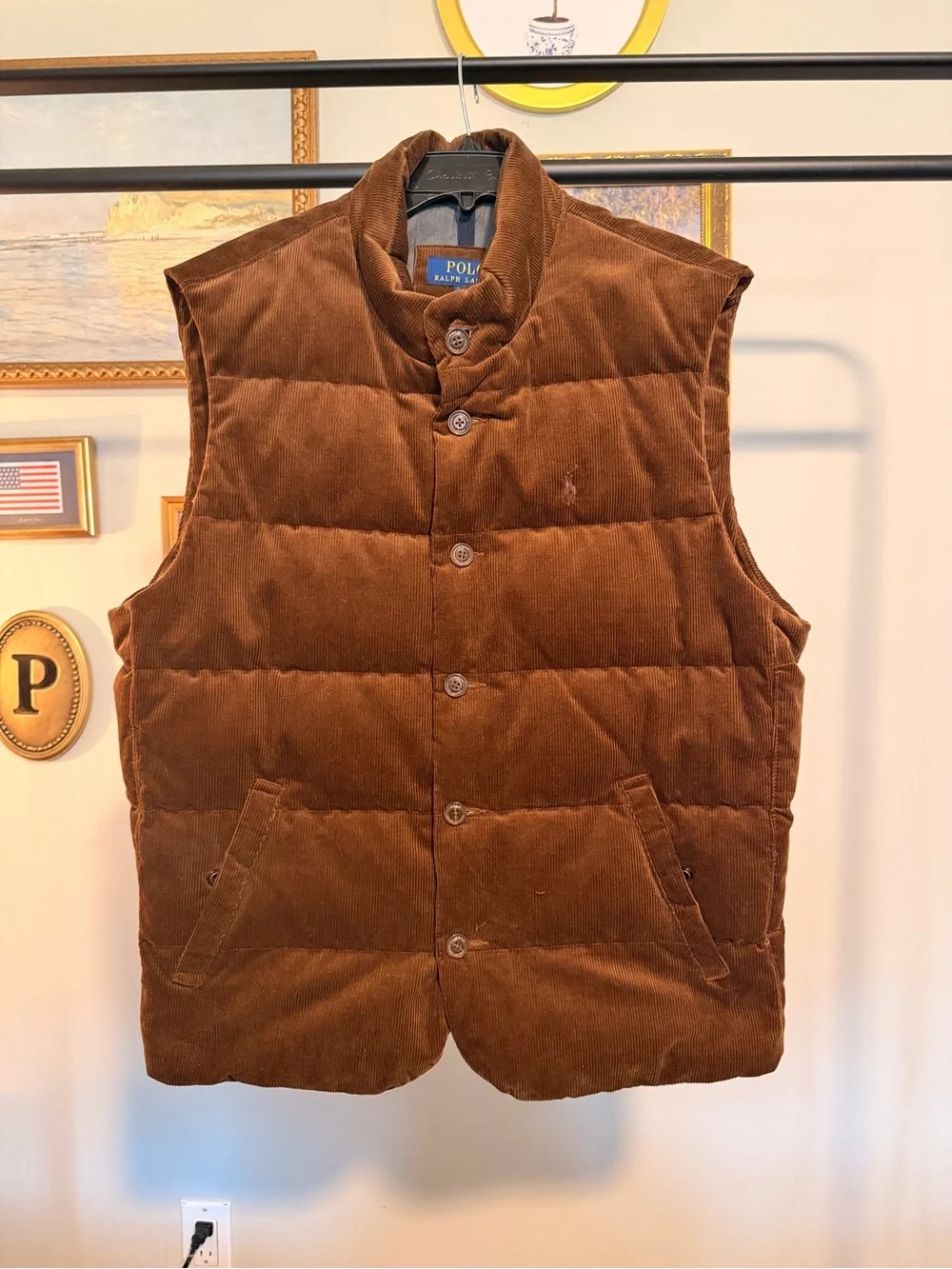 Polo by Ralph Lauren Chestnut Brown Corduroy Quilted Vest
